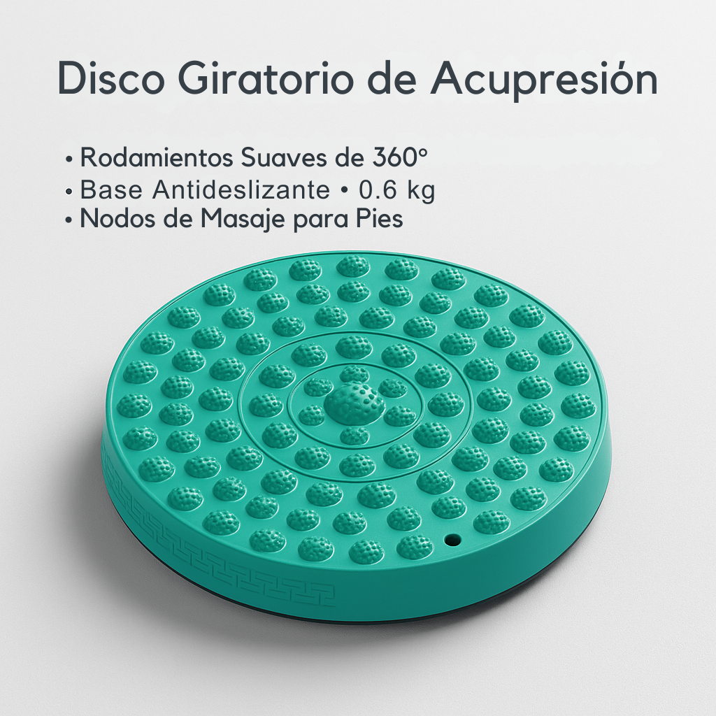Disco giratorio de acupresión para pies en colores vibrantes sobre fondo blanco
