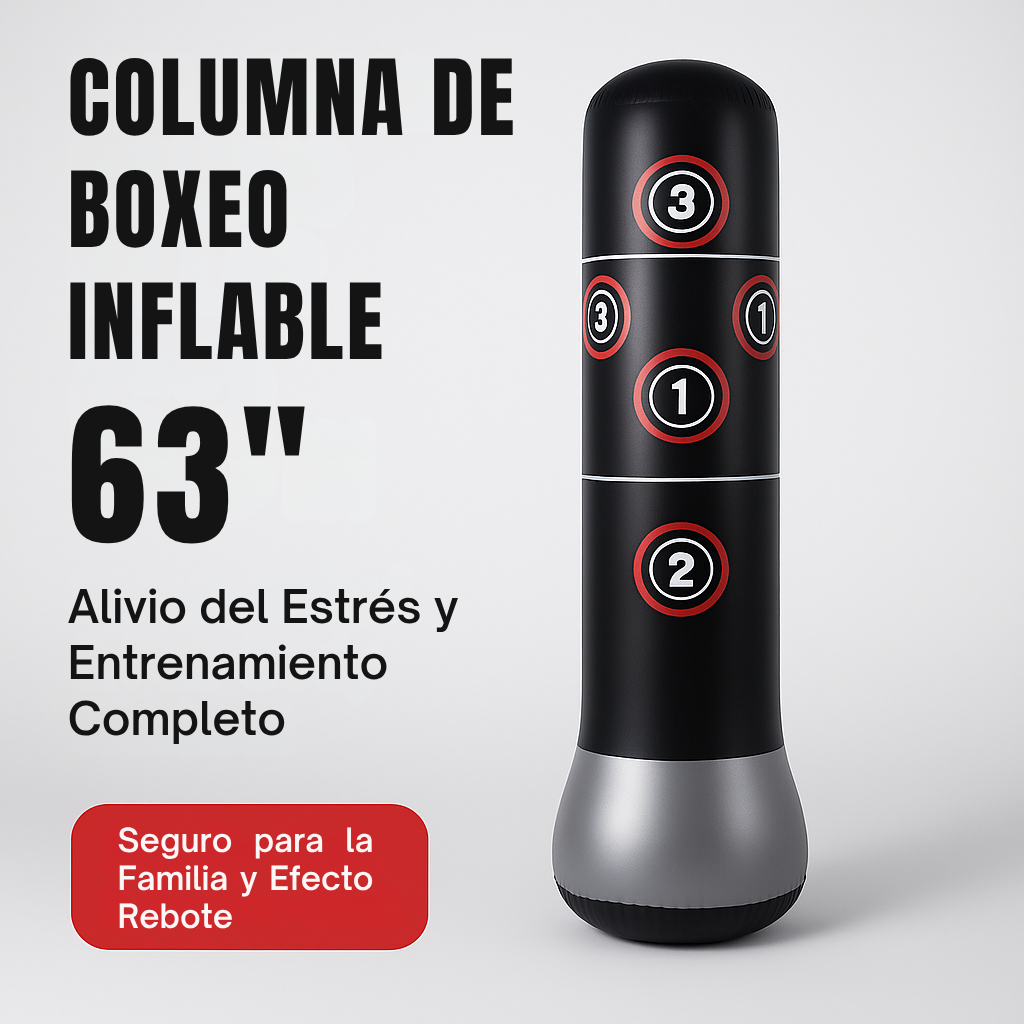 Saco de boxeo inflable de pie negro para entrenamiento y alivio del estrés en casa